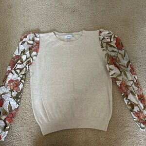Fate Cream Sweater with Floral Accent